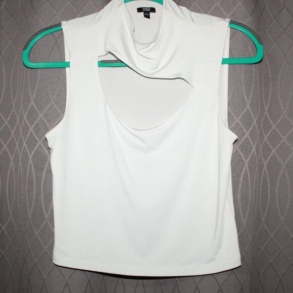 Express Tops - Express Women's Body Contour Mock Cutout Tank Top White Size Medium